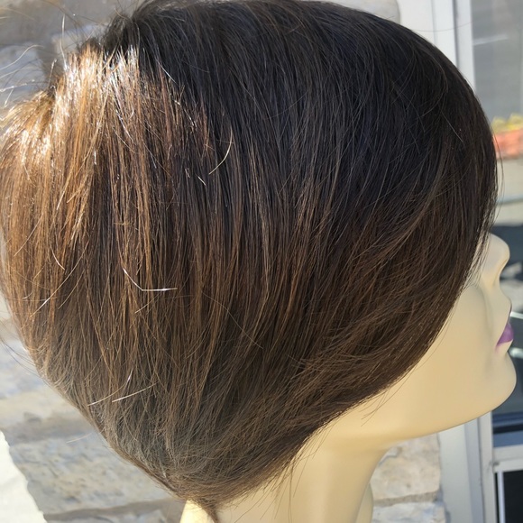 Wig Angle cut chestnut brown short pixie 2020 Wig